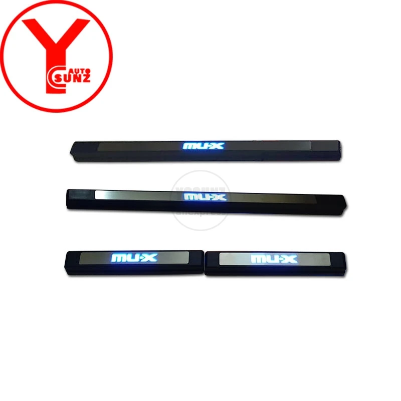 black and stainless 2013- led Крышка порога для ISUZU MUX детали из нержавеющей стали для isuzu mu-x аксессуары YCSUNZ - Цвет: black and stainless