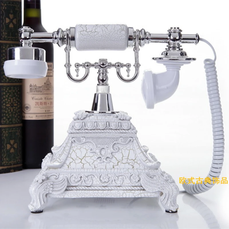 Buy Fashion cute retro European antique telephone landline caller ID phone Decoration home art electric wood vintage Rotate Dial on