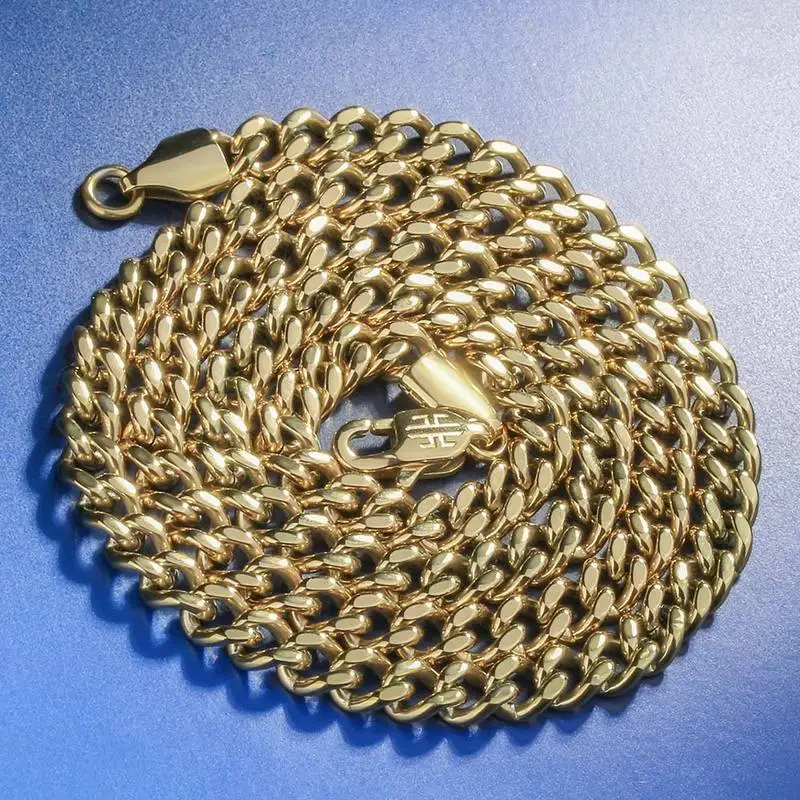 DNSCHIC Cuban Miami Link for Men Necklace Gold Chain Stainless Steel 5.5mm Hip Hop Mens hip-hop wholesale | Украшения и