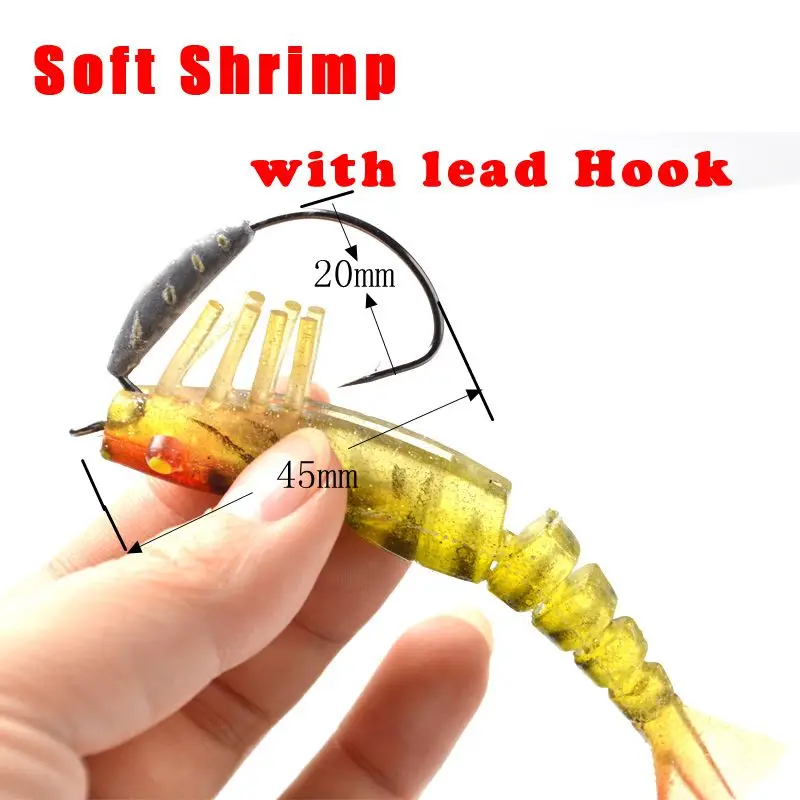 Приманка рыболовная TOMA мягкая с крючком 3 шт./лот 7 г/10 г/13 г/19 г|shrimp bait|bionic baitartificial