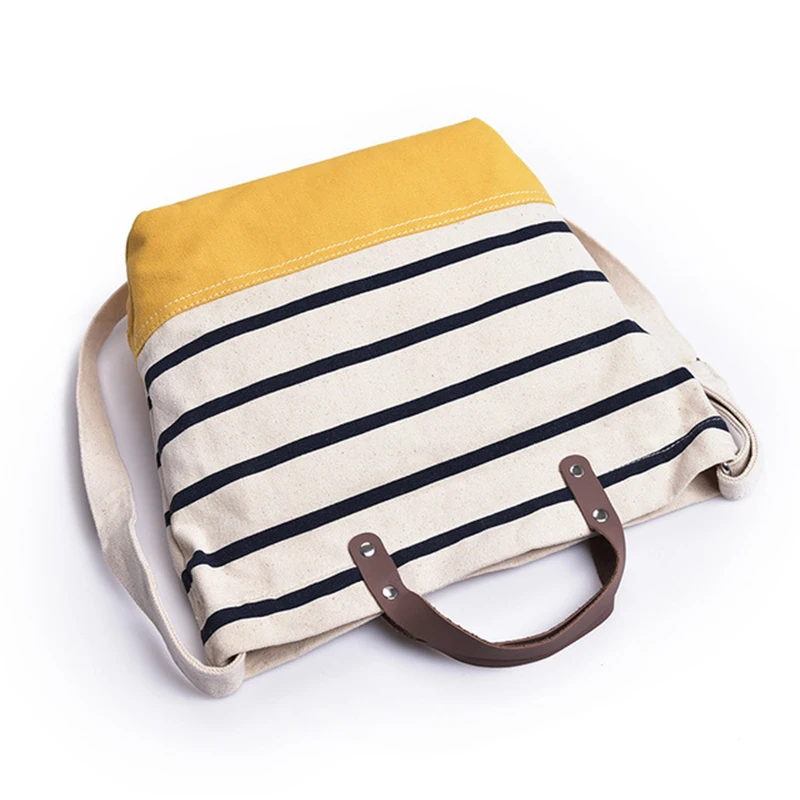 2018 южнокорейская Холщовая Сумка на одно плечо женская сумка в полоску дамская