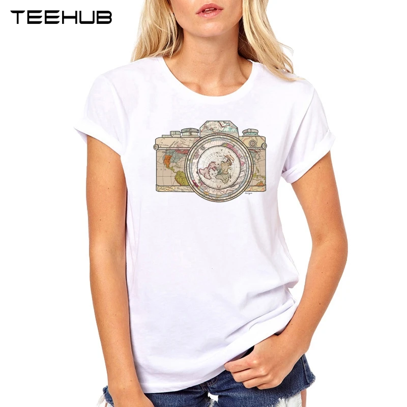 Женская футболка с принтом TEEHUB Повседневная короткими рукавами и рисунком карты