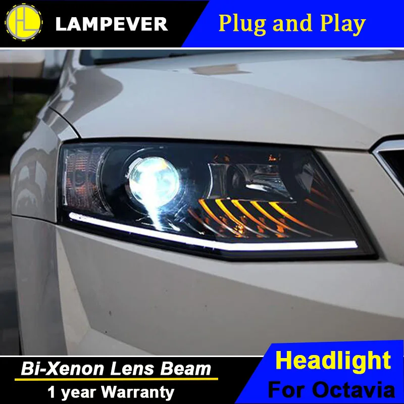 Lampever укладки для Skoda Octavia фары 2014 новинка 2015 светодиодный задний фонарь DRL Bi Xenon