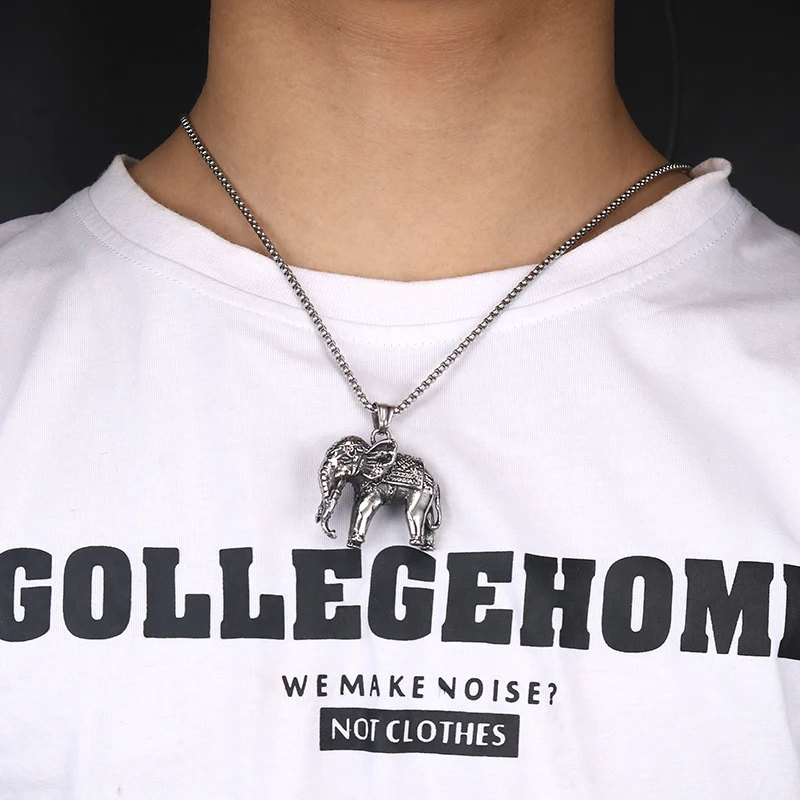 Ожерелье из нержавеющей стали круглое модное титановое стальное слон мужское