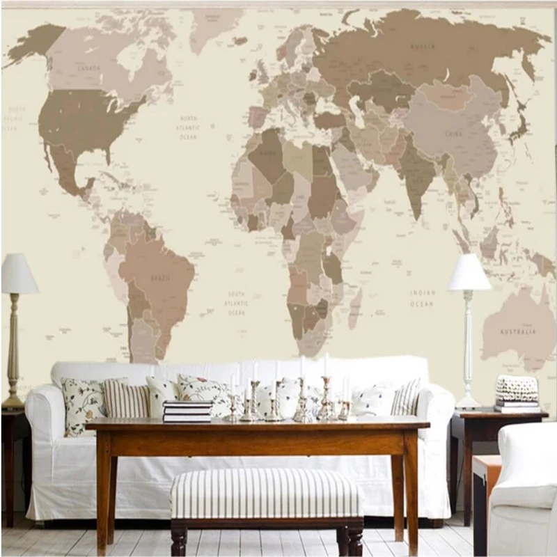 Обои на заказ 3d обои Европейский минималистичный Ностальгический мир карта фон