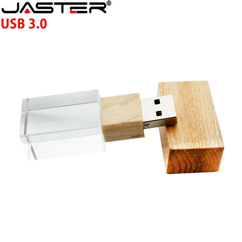 JASTER USB 3,0 креативный деревянный и Кристальный 4 ГБ 8 ГБ флеш-накопитель 16 ГБ 32 ГБ 64 Гб USB флеш-накопитель карта памяти палочка для создания логотипа индивидуальные подарки