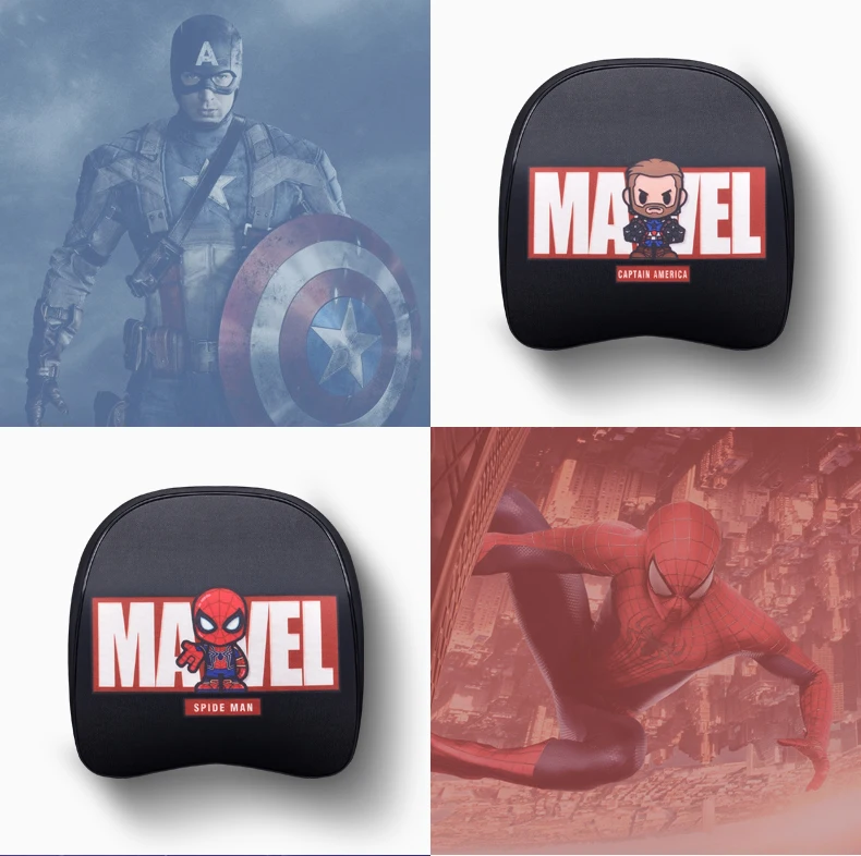 new marvel headrest car neck pillow avengers iron man captain america spider man thanos pillow for cars seat auto accessories