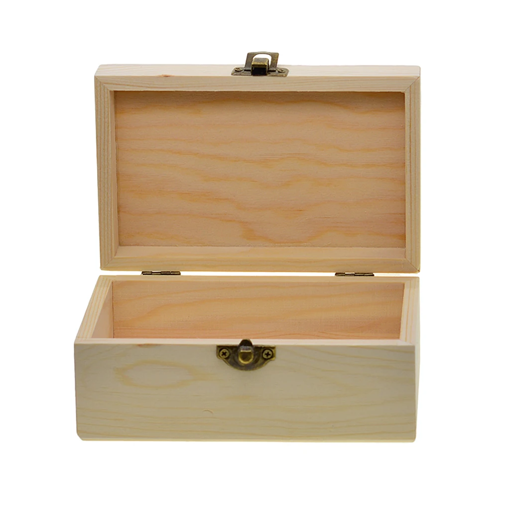 

Large Wooden Box Storage Plain Wood Jewel Box Case With Lid Lock 150x98x69mm Painting Stainin