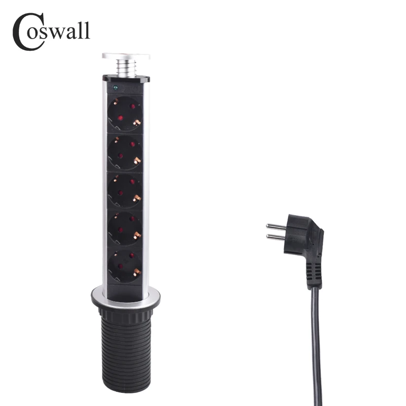 COSWALL 16A PULL POP UP 5 розеток питания кухонные настольные розетки выдвижная столешница