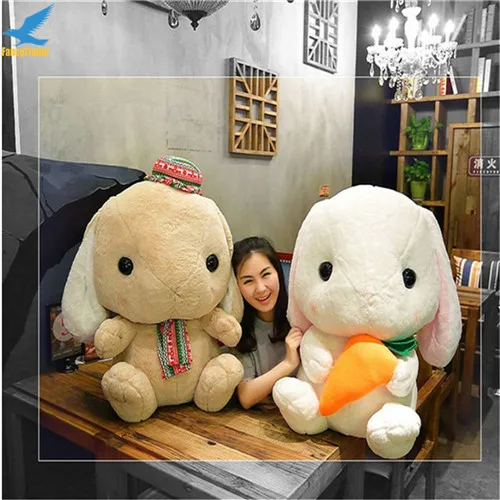 Fancytrader 30 ''большой Bunny Плюшевые Игрушки 75 см гигантский мультфильм аниме чучела заяц с морковкой большие игрушки для детей рождество 2 цвета