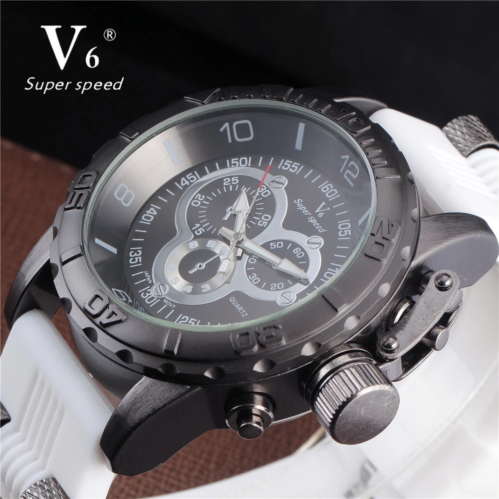 Мужские наручные часы V6 с резиновой лентой армейские военные мужские кварцевые