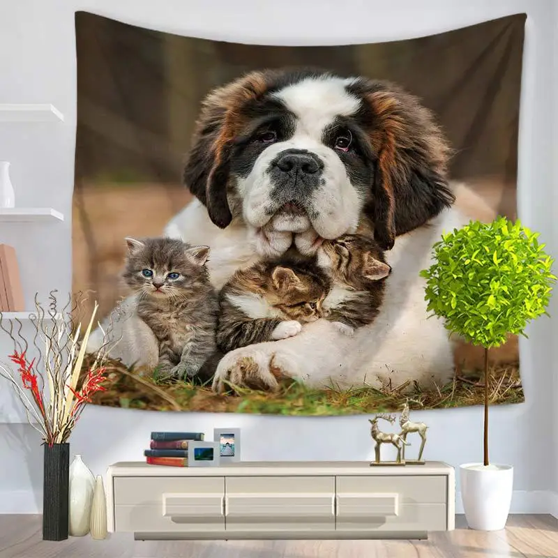 Pet Dog Cat Bohemian Style Colorful Tapestry Decorative Polyester Fabric Carpet Wall Hanging | Дом и сад