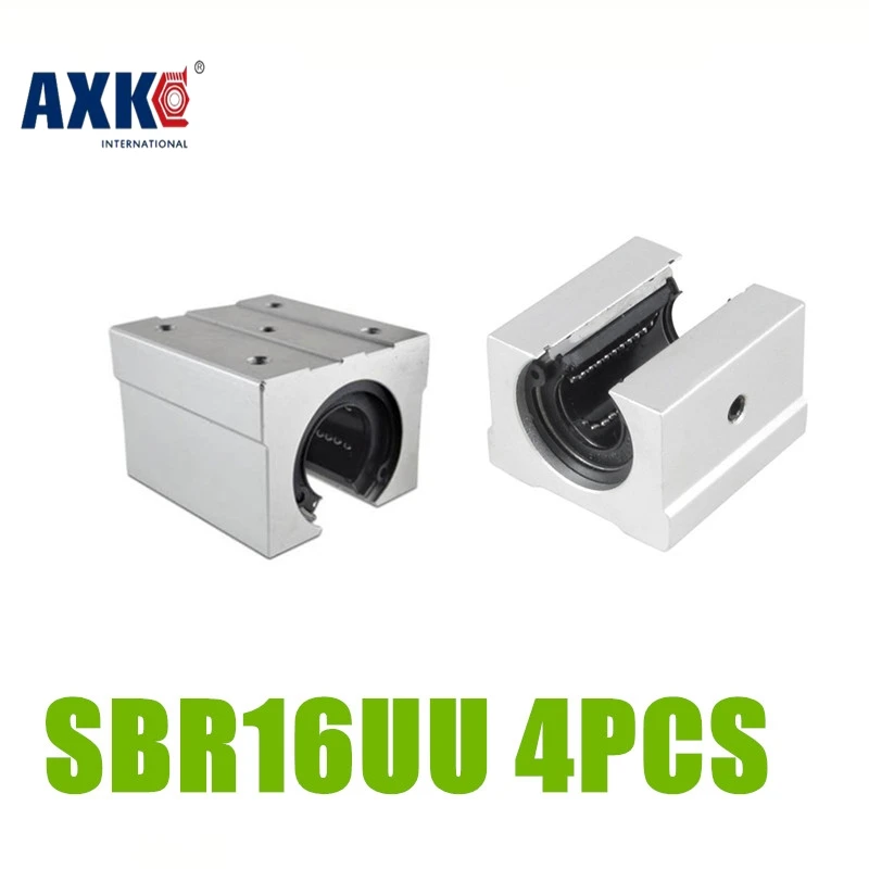 Axk 4 шт. Sbr16uu Sbr16 Uu 16 мм линейный подшипник опорный блок открытый слайдер Cnc