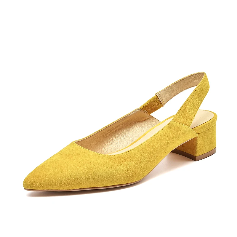 Yellow BeauToday/женские туфли-лодочки; сандалии из замши с острым носком и эластичным ремешком сзади; цвет желтый; женская обувь на среднем каблуке; 3103960 - Цвет: Yellow