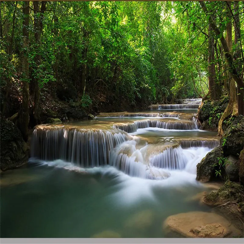 Обои для студийной фотосъемки с изображением деревьев и горного потока