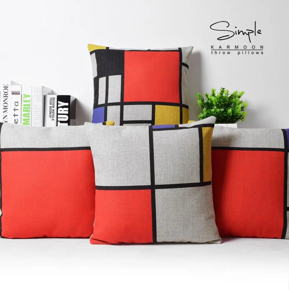 

Nordic Style Decorative Pillows Cover Black Red Throw Pillows Cover Grey Geometric Cushion cover Home Decor for sofa 45x45cm