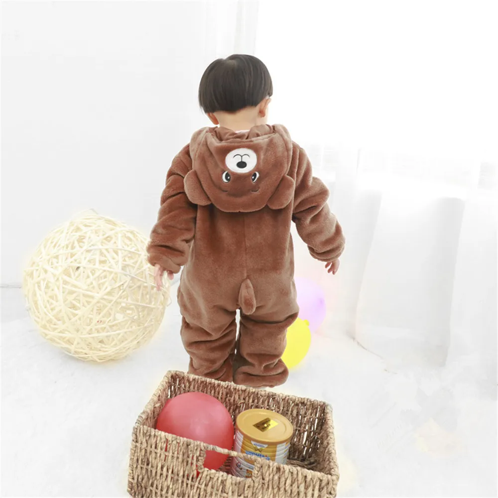Kigurumi/зимняя одежда для малышей с изображением животных; Коричневый медведь; праздничный костюм; От 1 до 3 лет; Детский костюм для костюмированной вечеринки; забавное животное; один предмет; фантазия