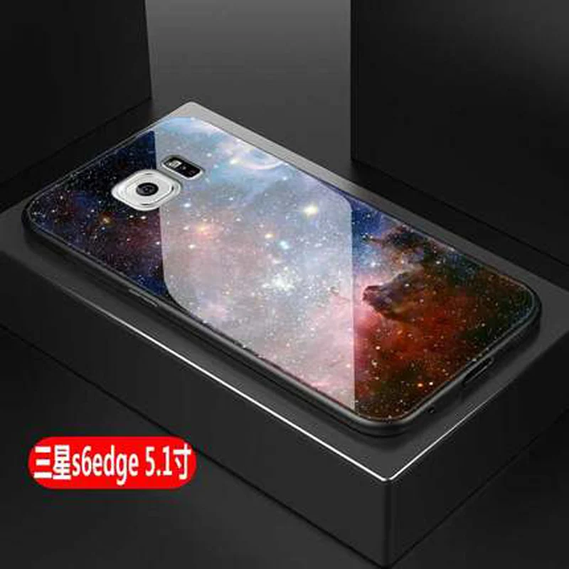Tempered Glass Case For Samsung Galaxy S6 Edge+ Soft Silicone Frame Hard Back Cover G9280 Cases shell | Мобильные телефоны и