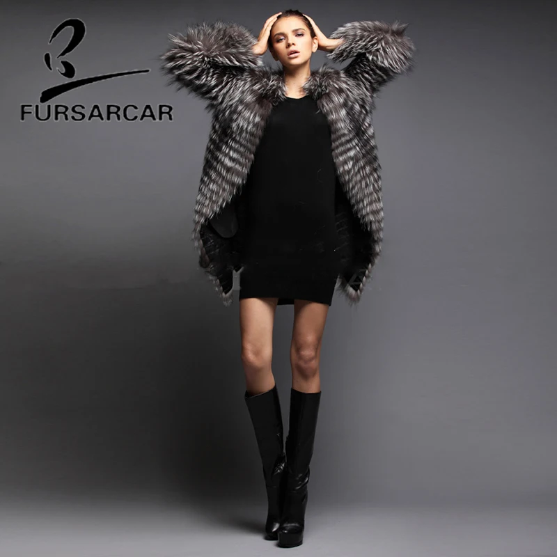 Новинка 2020 женское теплое зимнее пальто FURSARCAR из натурального серебряного меха