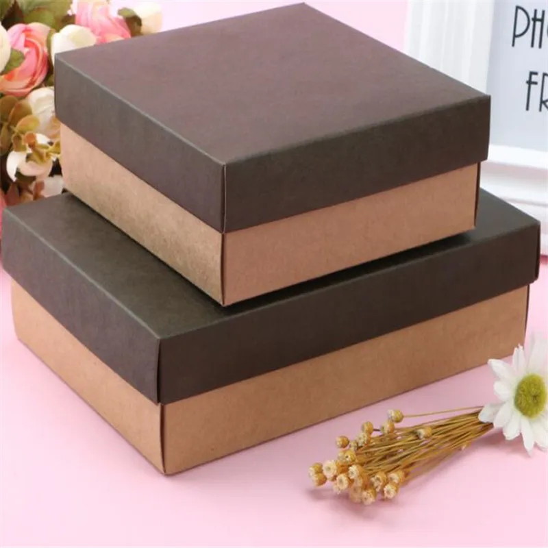 

10 шт./лот коробка из крафт-бумаги для упаковки печенья упаковка для шоколада конфет подарки коробка пластиковые пакеты для тортов