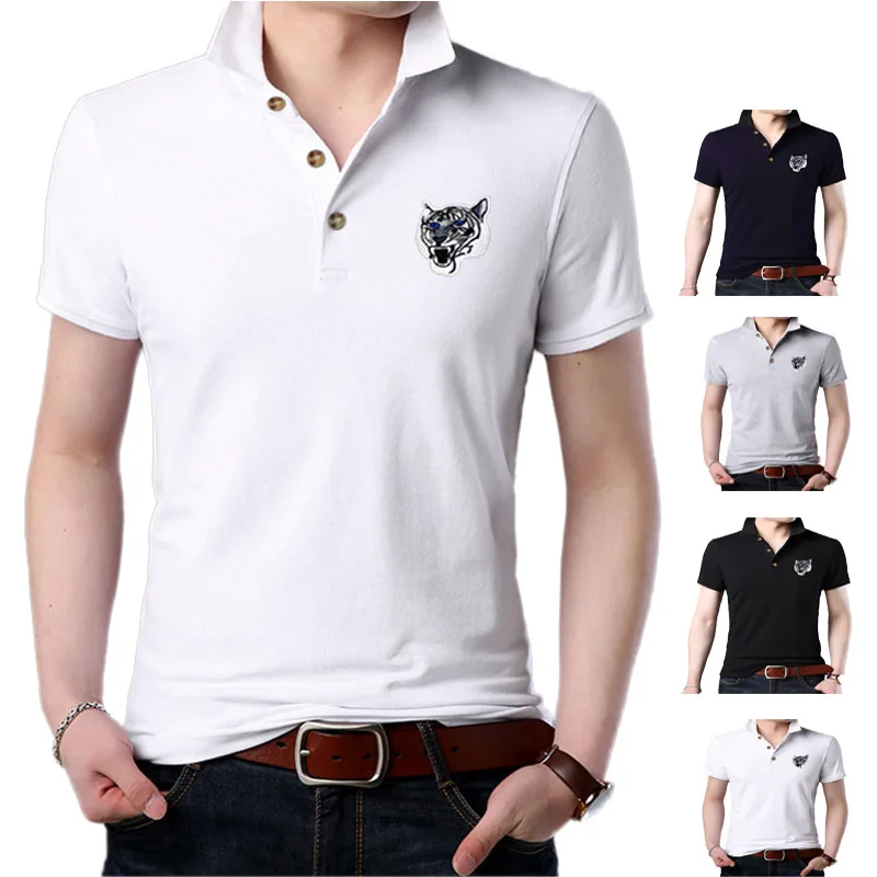 Мужская летняя рубашка поло 2019 Брендовые мужские модные хлопковые рубашки с