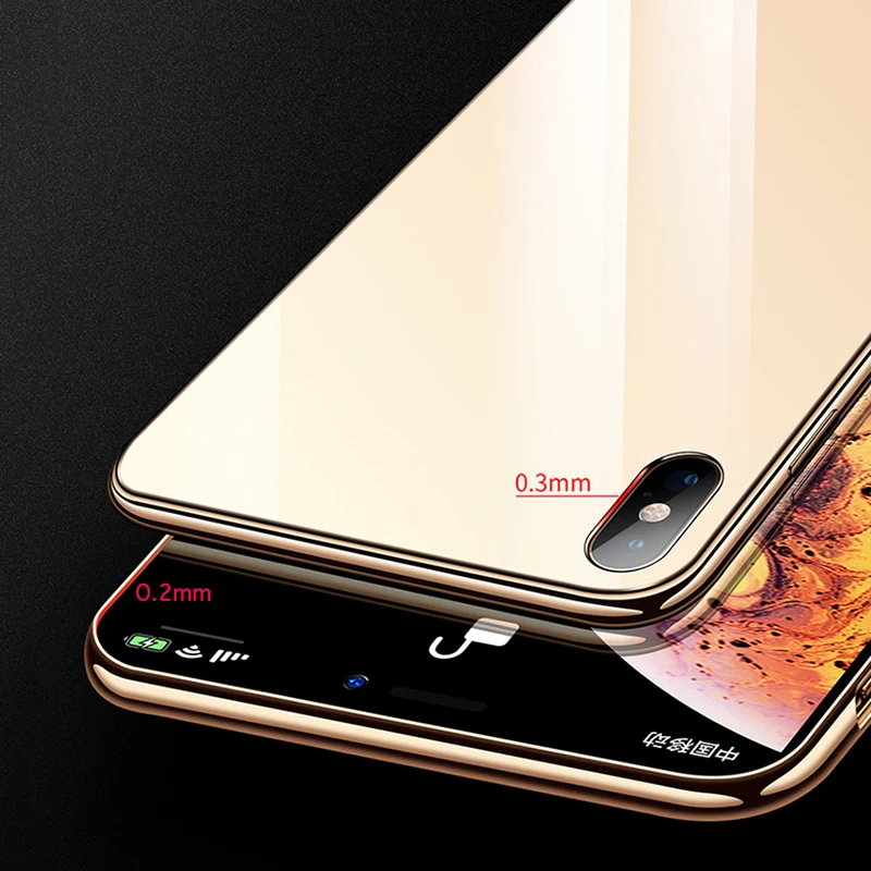 Suntaiho for iPhone Case 7 Plating Edge Phone For 6s iphone XR Xs Max case Glass Back phone Cover 8 Plus |