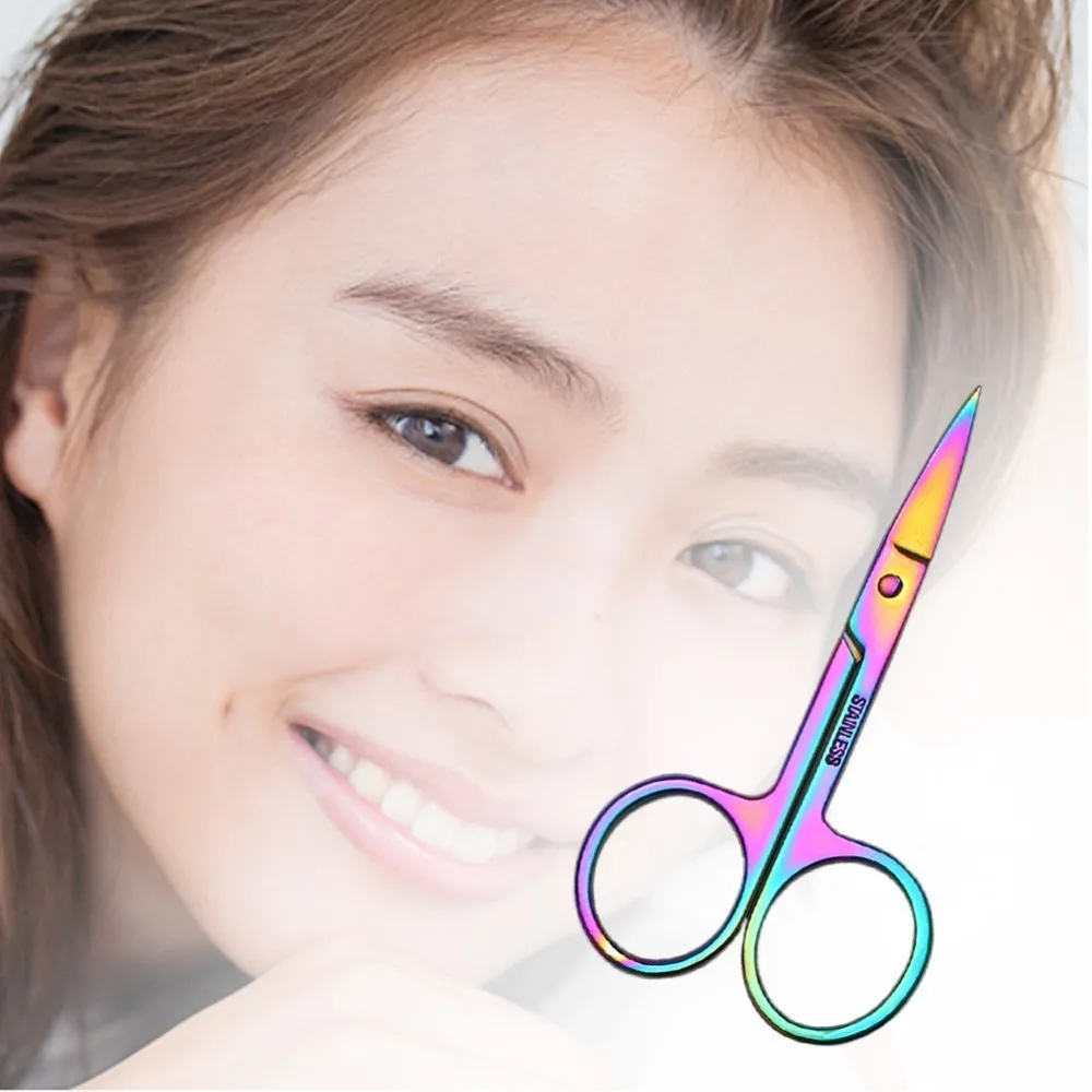 8.7cm*4.5cm Chameleon Curved Head Eyebrow Scissor Makeup Trimmer Facial Hair Remover Manicure Nail Cuticle Tool | Красота и здоровье