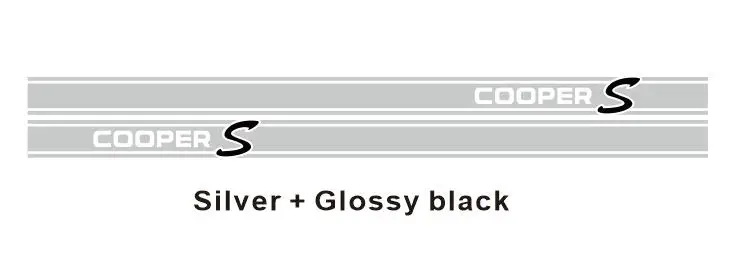 Silver-glossy black Автомобильные наклейки дверная ручка сбоку юбка Racing полосы для MINI R56 R60 R61 F54 F55 F56 Cooper S Графика виниловые наклейки в виде Фотообоев c переводными картинками подходит 3-5 двери - Название цвета: Silver-glossy black