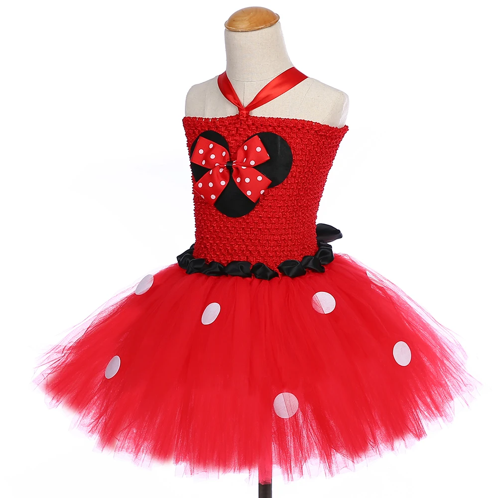 Fancy 1 Year Baby First Birthday Party Tutu Dress Red Black Kids Girls Halloween Minnie Up Costume Clothing with Headband | Детская