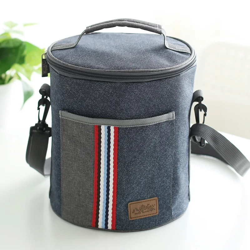 new fashion Cylindrical thermal lunch bag cooler thermo insulated food bag picnic bag kids men and women casual canvas lunch box