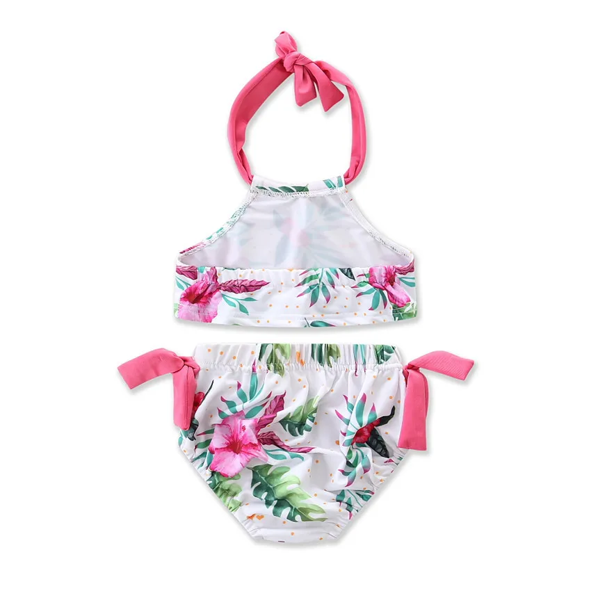 От 2 до 6 лет Детские повесить за шею раздельный купальник Девочки Купальники