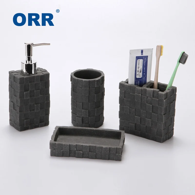 

Top sanitary supplies bathroom set Resin Badkamer Cups toothbrush holder soap dispenser copo sabonetei Articulos sanitarios ORR
