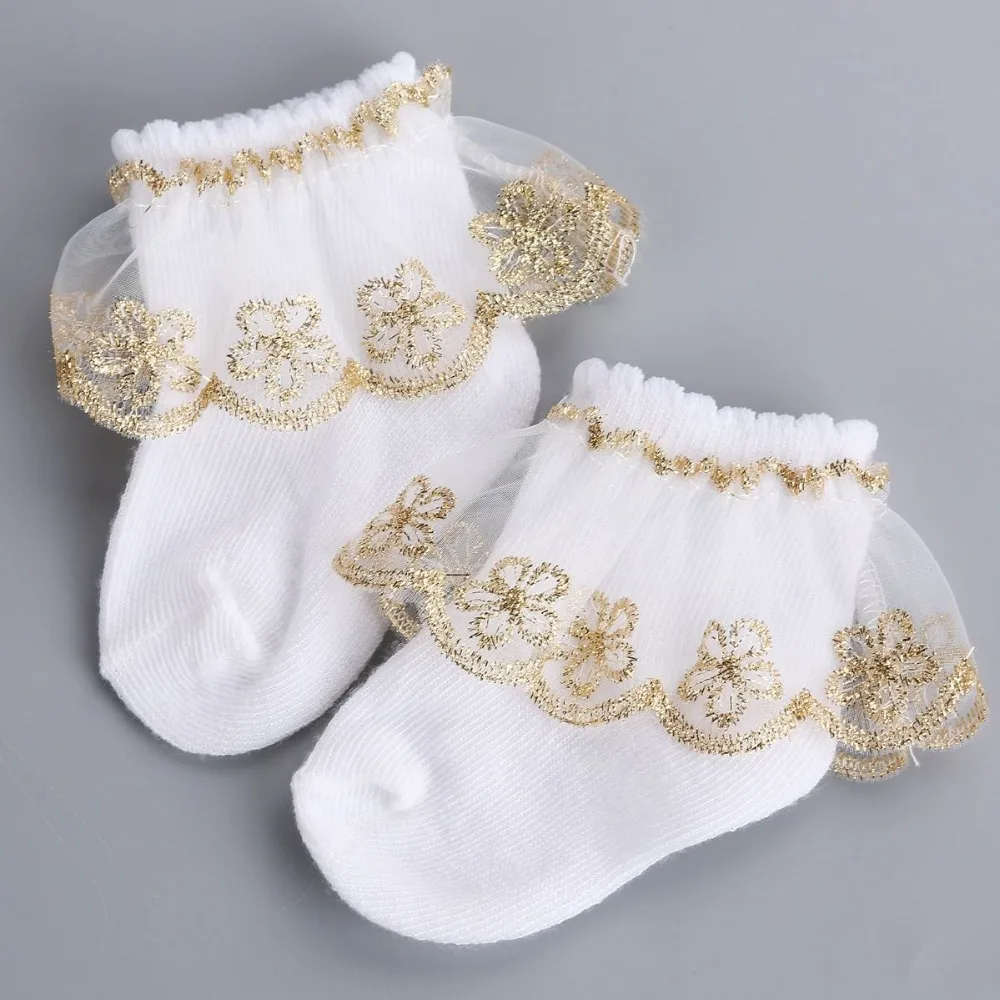 От 0 до 2 лет хлопковые носки для новорожденных белые кружевные сетчатые