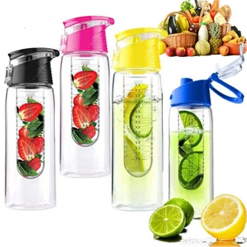 BPA бесплатные пластиковые бутылки для воды Велоспорт Спорт Фрукты Заварки бутылка для лимона сок велосипед Флип крышка контейнер