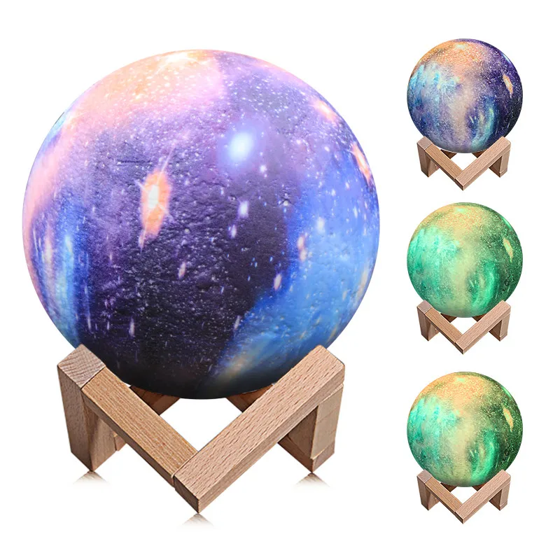 Multicolor Новинка, Прямая поставка, 3D принт, Лунная лампа, красочное изменение, сенсорный Ночной светильник, домашний декор, креативный подарок, Галактическая лампа - Испускаемый цвет: Multicolor