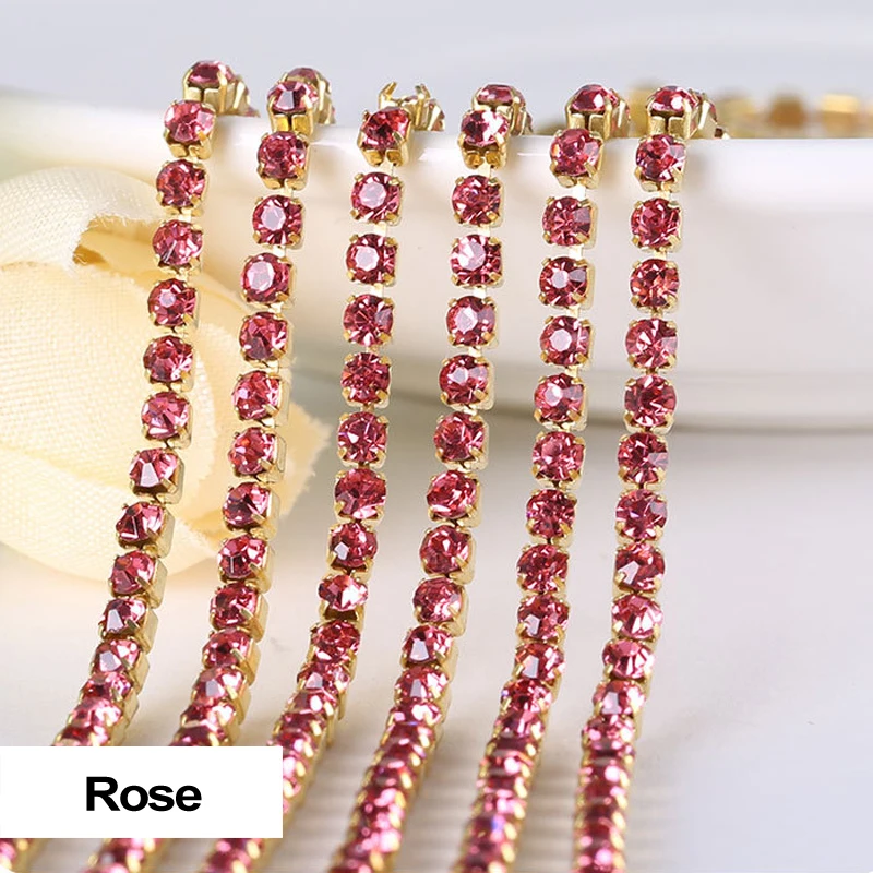 Цепочка стеклянные кристаллы стразы 3 ярда/шт. 17 цветов цепочки с Золотым дном для