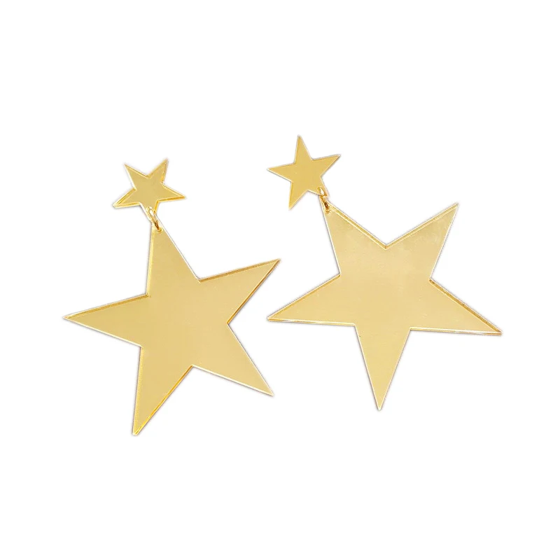 Hyperbole Мода Большая пентаграмма блестящие зеркальные акриловые Висячие серьги для женщин модные Золотая Звезда вечерние серьги E19095