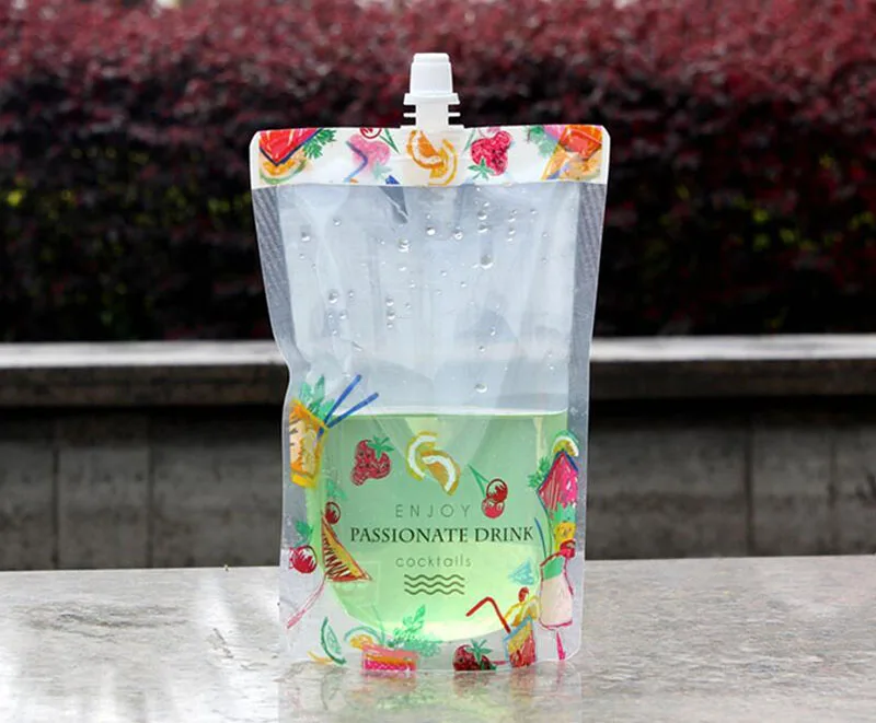100 шт. красивый цветной пластиковый Вертикальный чехол для напитков жидкого сока
