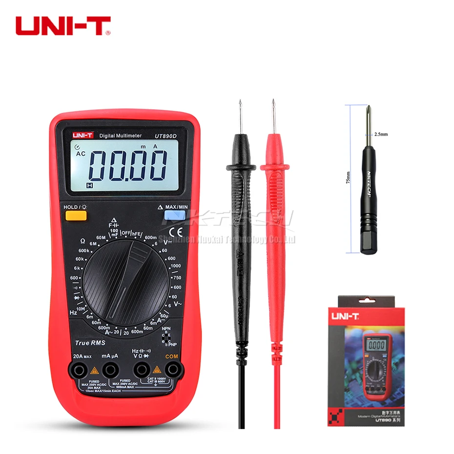 UNI T Цифровой мультиметр UT890C + UT890D True RMS AC DC Напряжение Ток Сопротивление Емкость