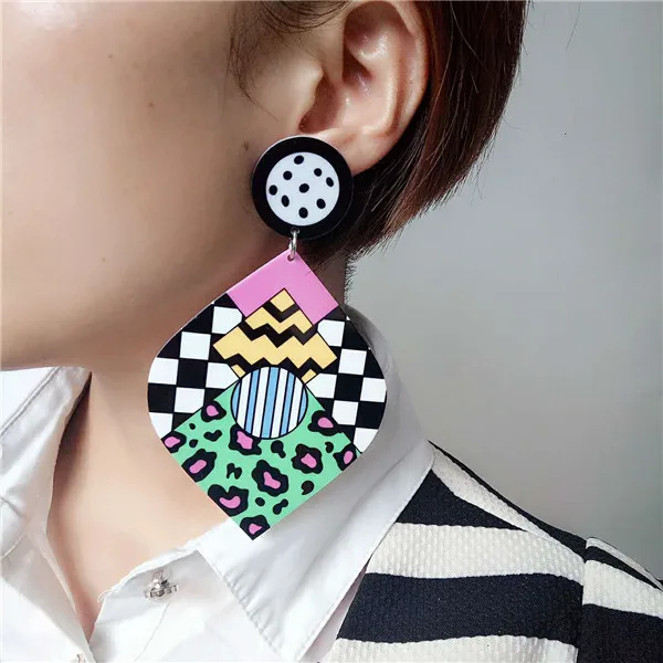 Женские Висячие серьги в форме листа большие акриловые висячие стиле панк