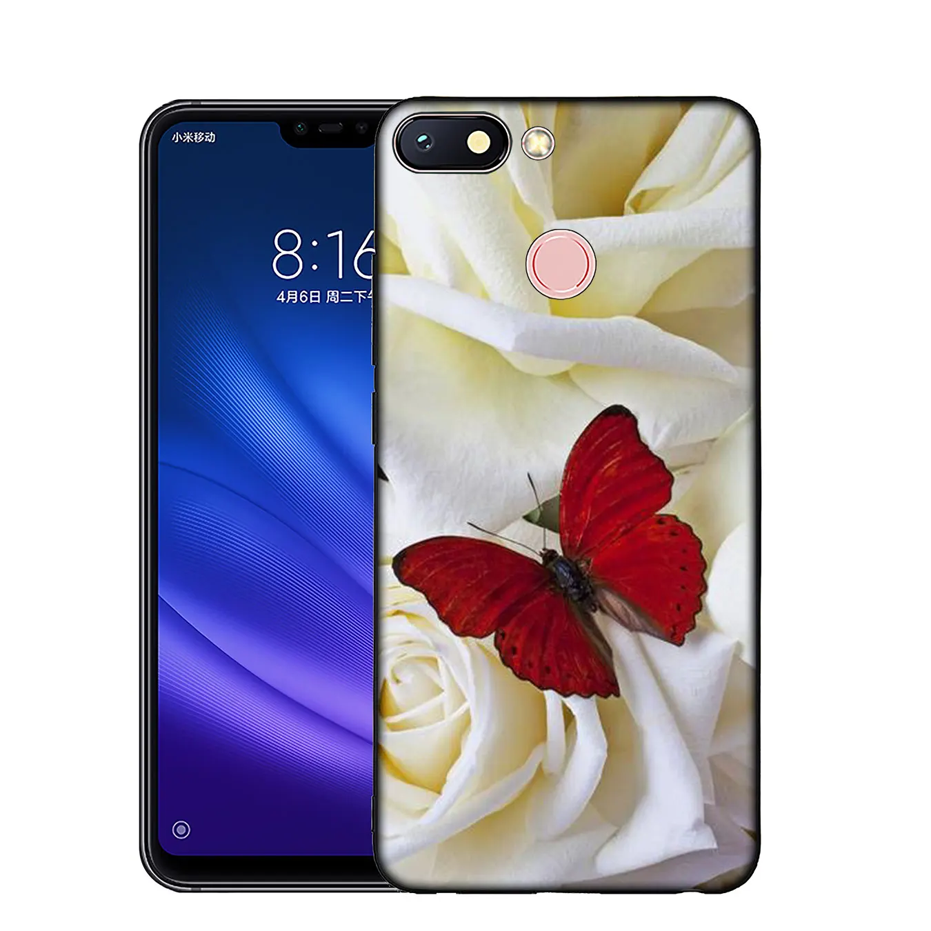IYICAO Мягкий силиконовый чехол с красной бабочкой и розами для Xiaomi Mi 9 8 A2 Lite A1 6 pocophone