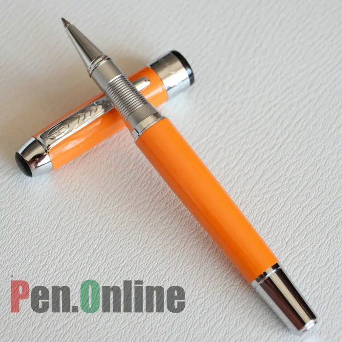 Шариковая ручка JINHAO 250 перьевая яркая оранжевая серебристая отделка и зажим |