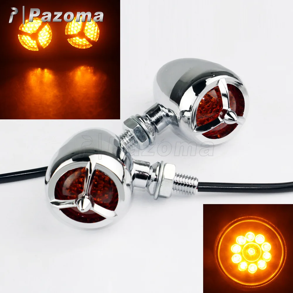 

PAZOMA 1Pair Chrome Motorcycle Bullet Turn Signal Amber LED Turn Signal Lamp for Harley Sportster Dyna Bobber Chopper Cafe Racer