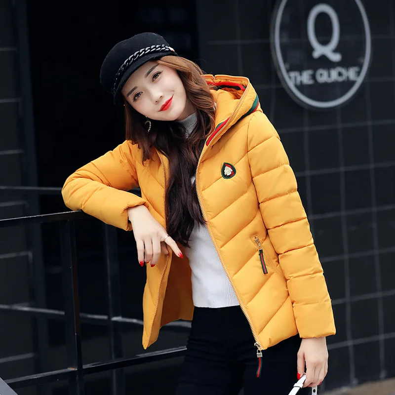 

Black Nice New Parkas Female Winter Coat Jacket Thick Cotton Down Hooded Coats Turtleneck Padded Jackets Womens Outwear Women