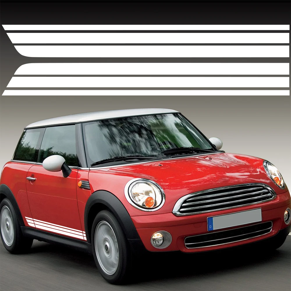 2X автомобиля сбоку юбка в полоску виниловая наклейка на дверь для MINI Cooper Countryman