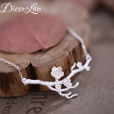 Новое поступление 2017 ожерелья из натурального серебряного цвета с цветком сливы