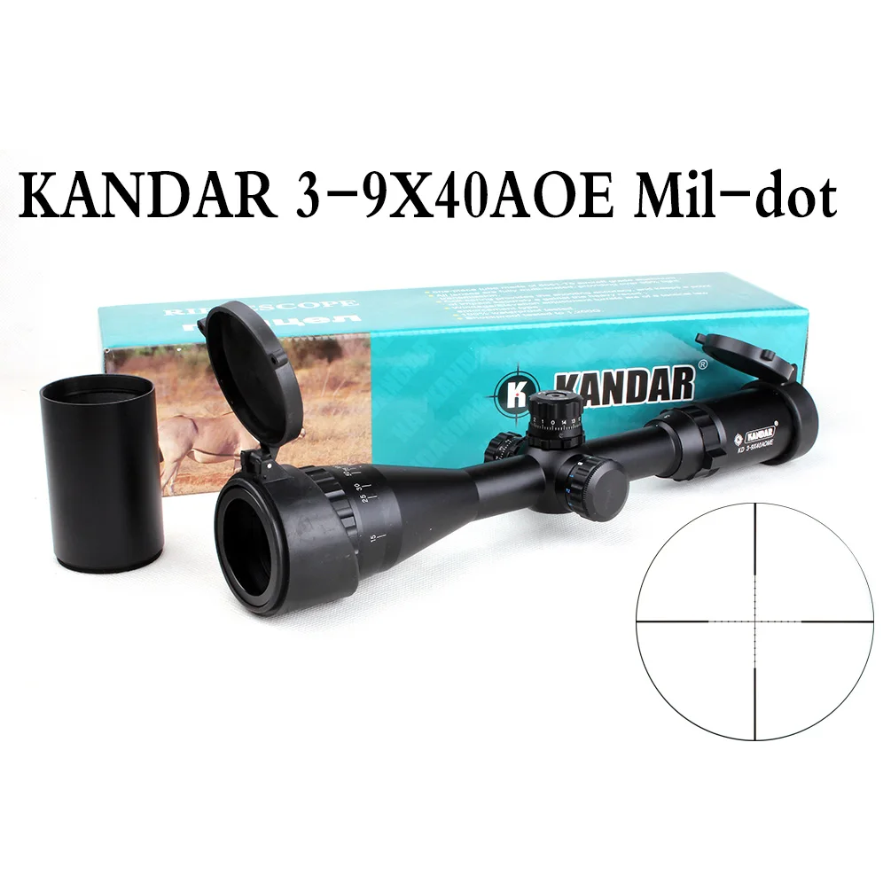 Тактический Оптический прицел KANDAR 3-9x40 AOE Mil-dot с фиксацией/сбросом для охотничьей
