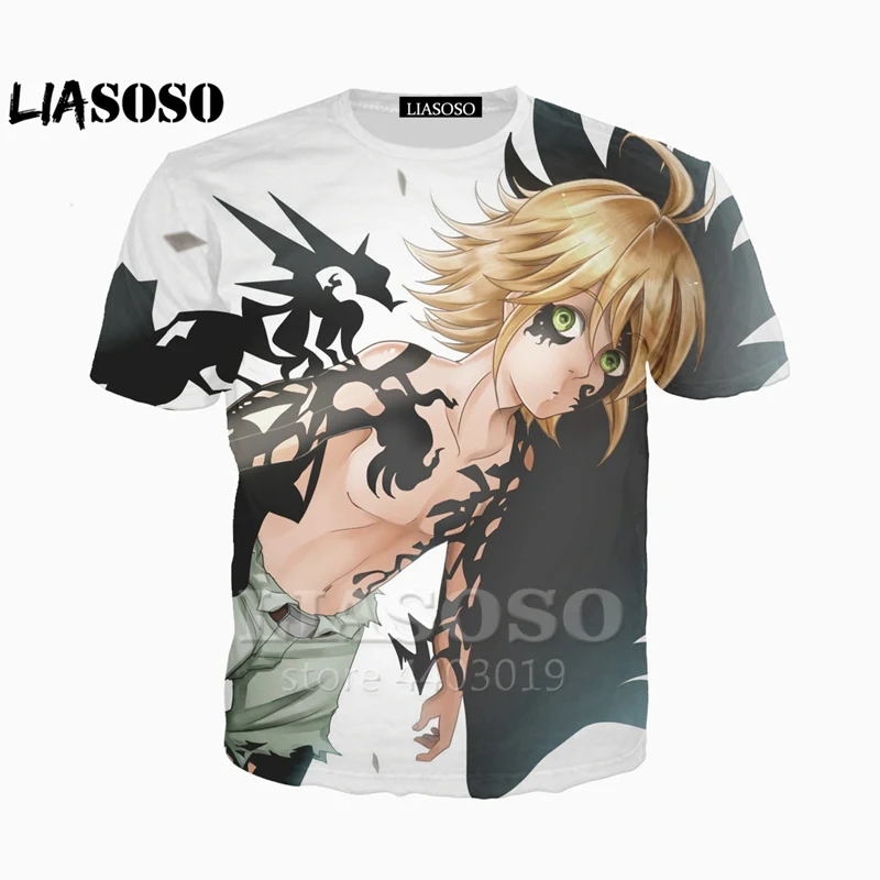LIASOSO новый аниме Nanatsu No Taizai семь смертных грехов Дракон печатная 3d футболка