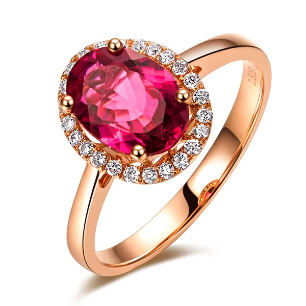 

ZOCAI ZODIAC GEM FIRE SIGNS CELEBRITY NATURAL 1.43CT RUBELLITE RED TOURMALINE DIAMOND COCKTAIL RING 18K ROSE GOLD W03412
