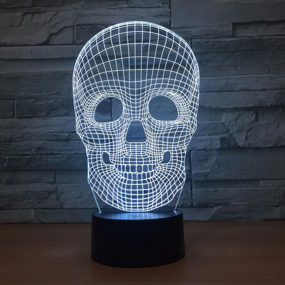 Технология Хэллоуин скелет Креативный светодиодный 7 цветов 3D сенсорный
